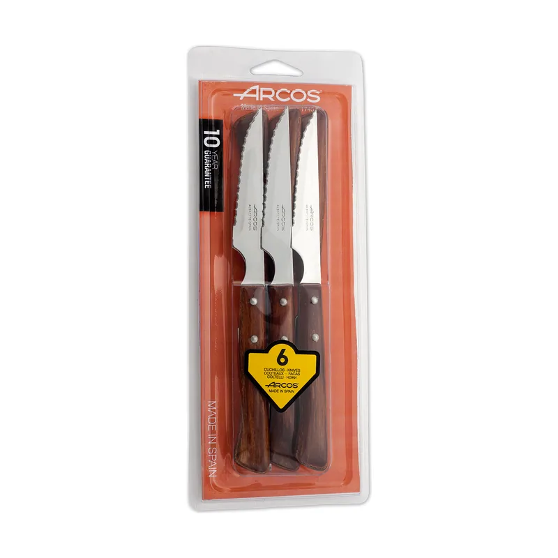 Arcos Juego de Cuchillos Chuleteros de Mesa 372000 monoblock de una pieza