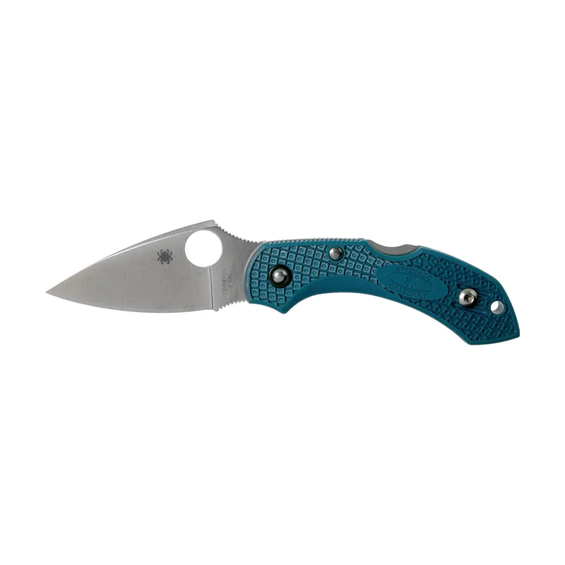 Spyderco STE-C28FP2K390 Navaja deportiva Dragonfly 2 hoja lisa de acero K390 Microclean de 5,8 cm de longitud con mango FRN de azul. Incluye clip de bolsillo ambidiestro