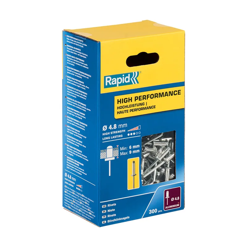 Caja de 300 Remaches de Aluminio Ø4,8 x 12 mm Adecuados para Fijar Guardabarros