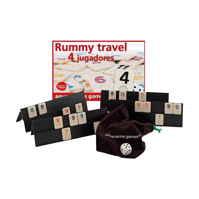 Aquamarine Games Travel Rummy 4 Jugadores Estuche metálico