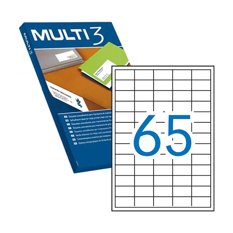 Multi3 500 hojas. Etiquetas autoadhesivas para impresoras de tinta