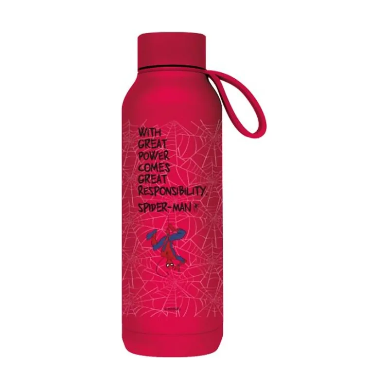 Botella termo acero inoxidable solid con colgador cherry red 510 ml spider-man great power