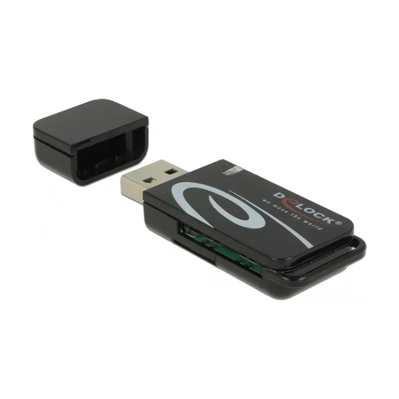 Delock Lector de tarjetas Mini USB 2.0 con ranura para SD y Micro SD