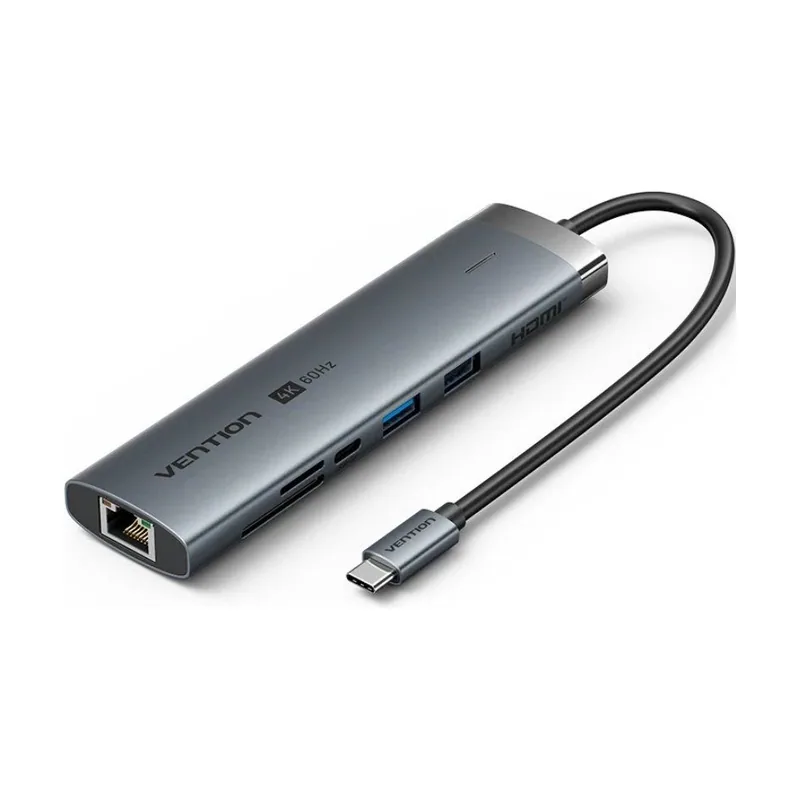 Hub usb tipo-c 3.2 tgvhb 2xusb 1xusb tipo-c pd 1xusb tipo-c 1xrj45 1xlector de tarjetas 1xjack