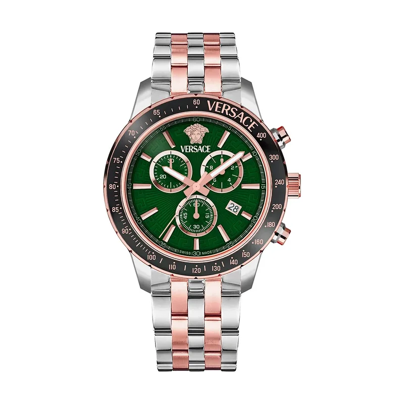 Versace VEZCA0424 correa Gris plata Oro rosa Dial Metal
