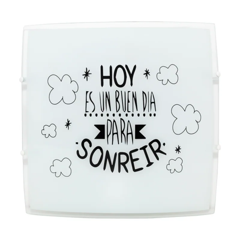 Plafón 2xE27 30x30cm Cristal Blanco Serie Sonrisa