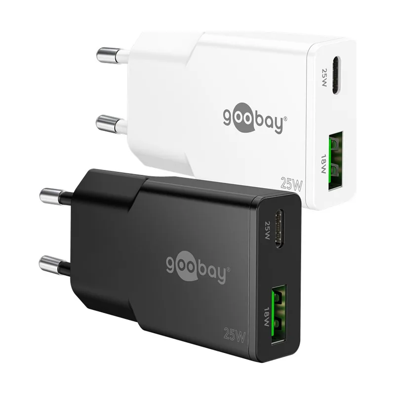 GooBay Cargador USB-C GAN Slim 25W con Doble Puerto