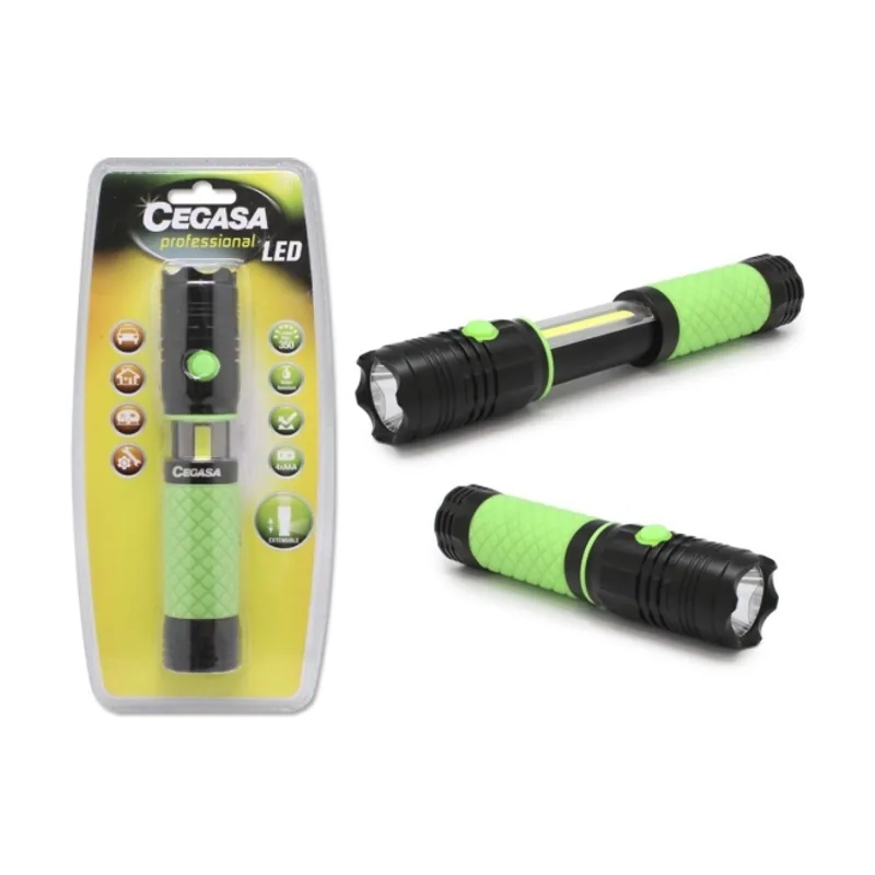 Profesional linterna led extensible con luz frontal 350lm y luz lateral 120lm