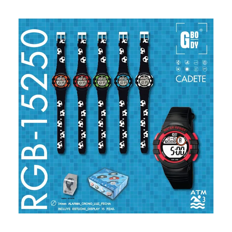 G&b time gbody lcd cadete red negro futbol impreso c