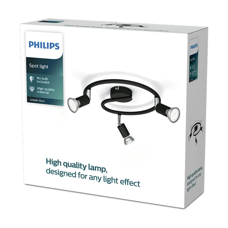 Philips Lighting Limbali Plate/Spiral Black 3x50w