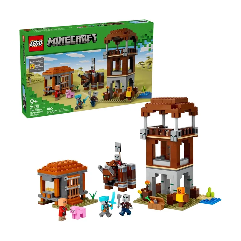 Lego Minecraft El Puesto de Avanzada de los Saqueadores y Devastador 21278