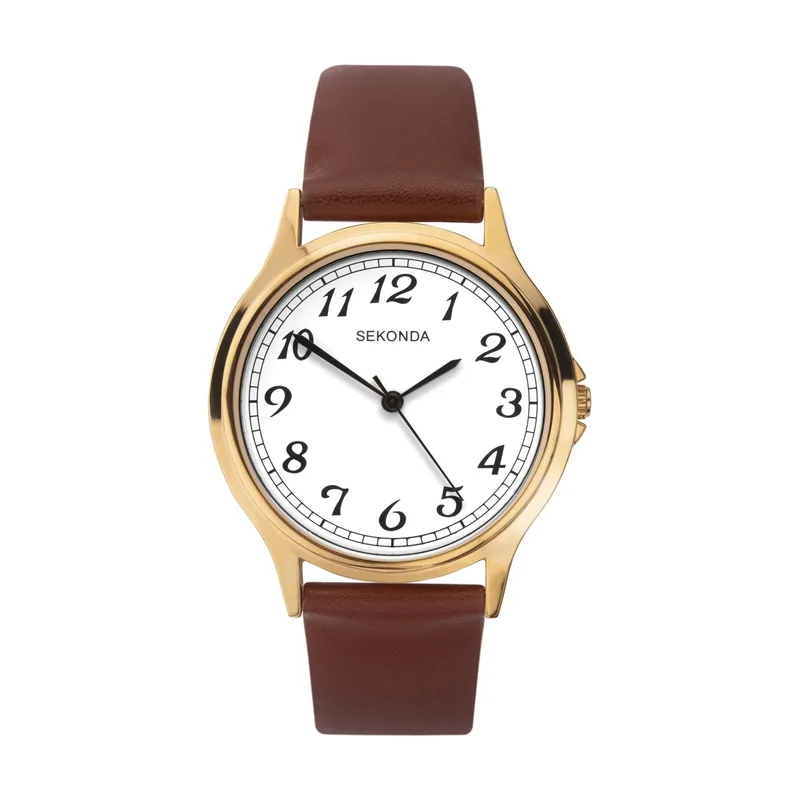 Sekonda quartz leather strap watch