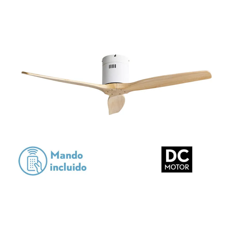 Abrila FABRILAMP Ventilador Dc Aguilon Blanco 3 Aspas Haya 5 Vel Ocidades Sin Luz Remoto Y Temporiz.132d