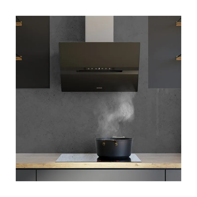 Campana Extractora Decorativa 60 cm Bolero Flux DT 608010 Glass Black A++.