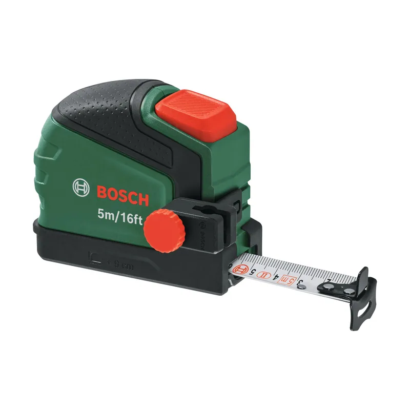 Bosch Cinta métrica 5 m/16 ft con lápiz bloqueo automático nailon ancho 22 mm regla métrica/imperial alta precisión clip metálico sujeción empuñadura ergonómica