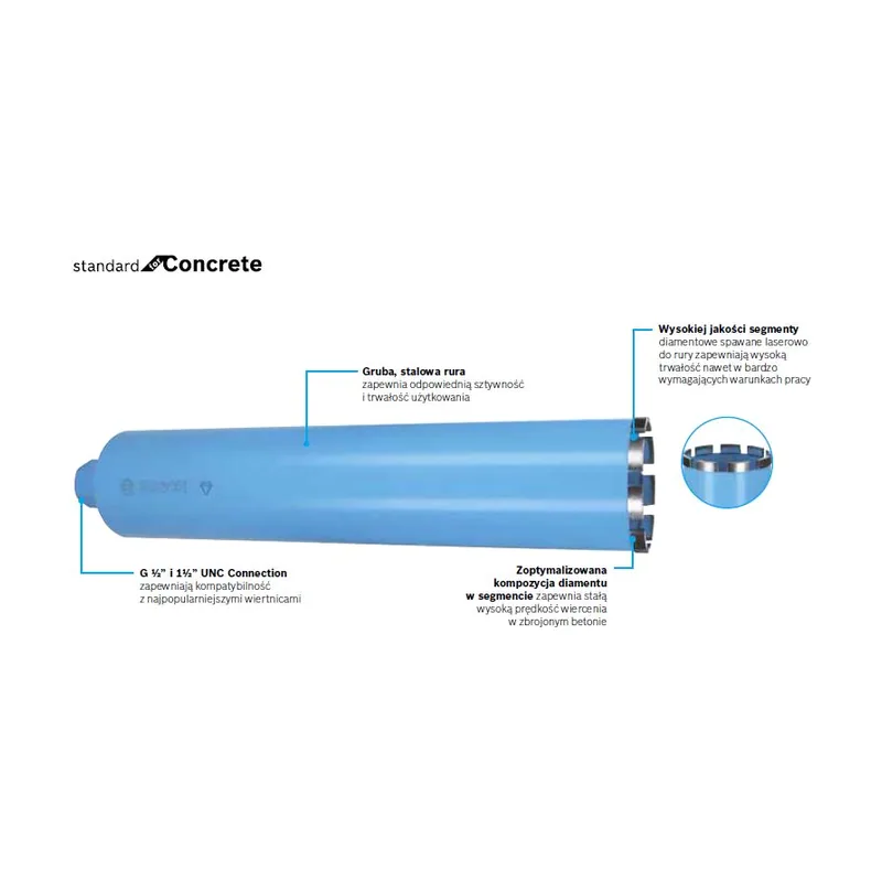 Bosch korona diamentowa fi=122 x 450mm gwint 1-1/4"