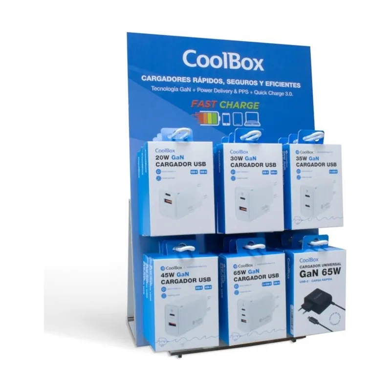 Coolbox pack 18 cargadores gan + expositor