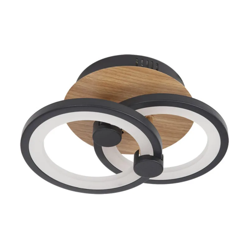 Plafon sydney 32w 3000-4000-6500k negro/madera oscura 14x30x20cm 4160lm remoto,regulable,memoria