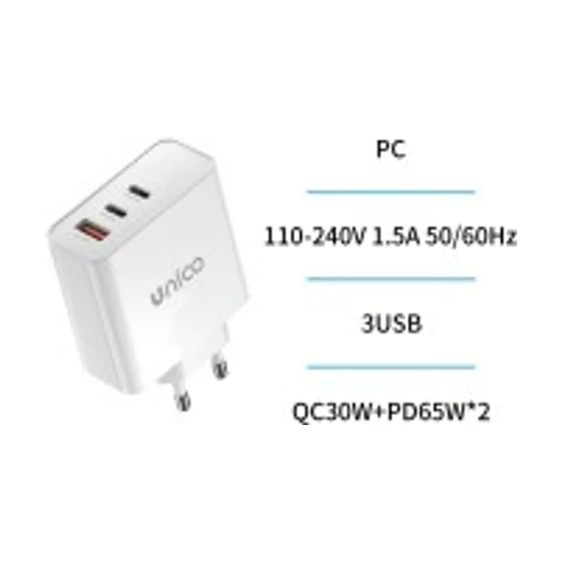 Unico Cargador doméstico tres puertos a+c+c 65w hc2230