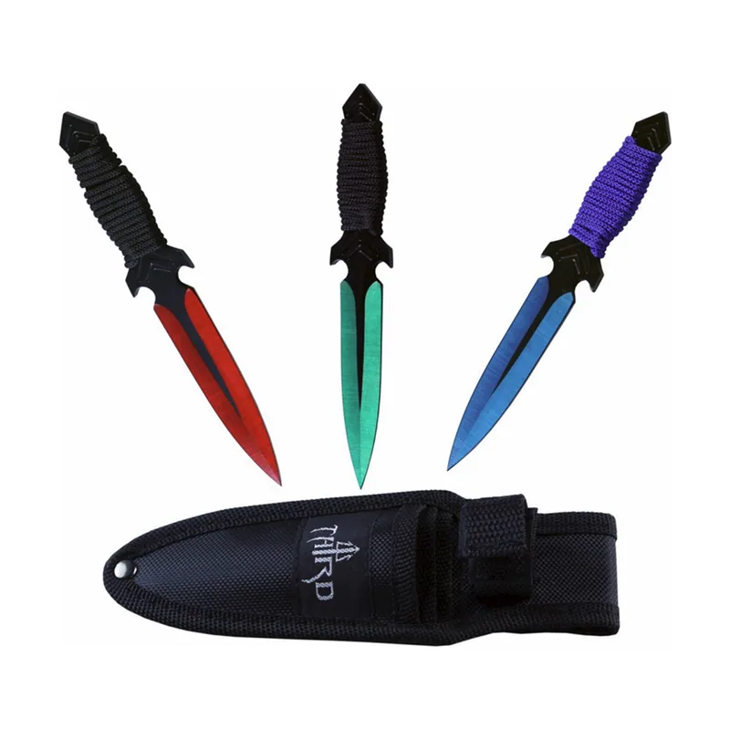 Third Set de cuchillos lanzadores H7123. Set de 3 piezas de 8,5 cm de acero inox. Con funda de nylon.