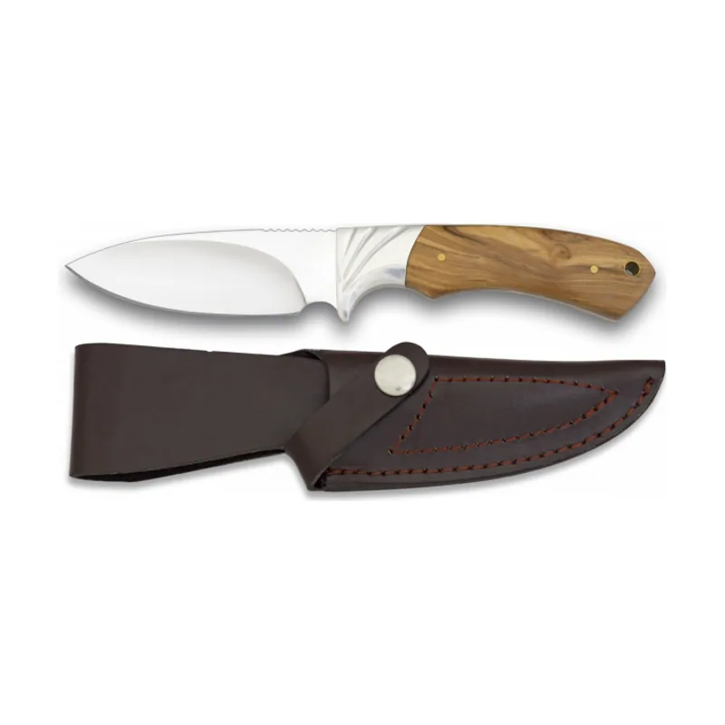 Cuchillo de Caza con Mango de Olivo y Hoja de Acero Inox de 10,8 cm