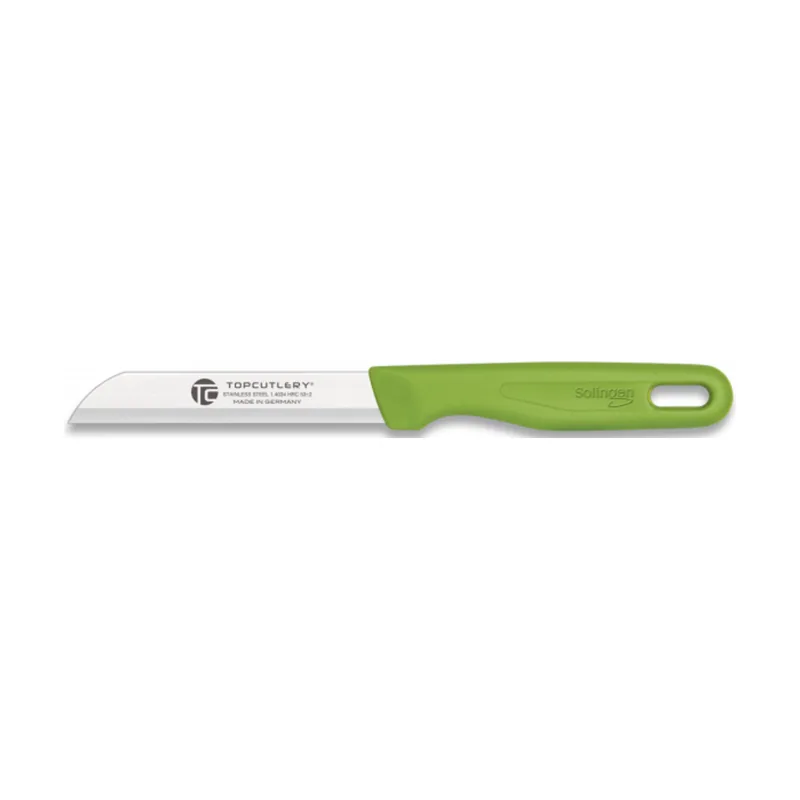 Top Cutlery Cuchillo Pelador microfilo exclusivo en Verde con Hoja de Acero Inox 1.4034 HRC53+-2 de 8 cm con Mango ABS