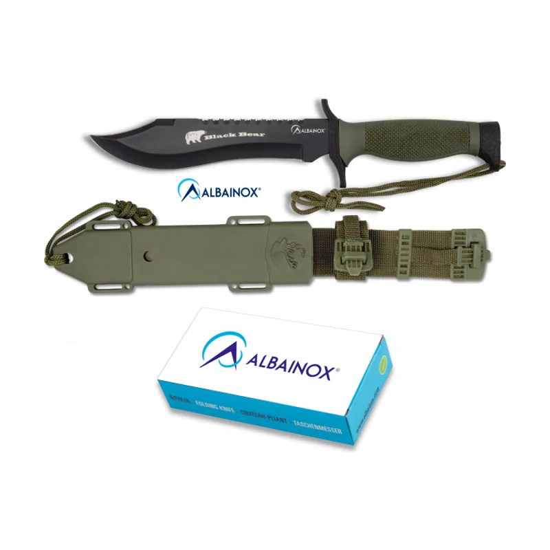 Martinez Albainox Cuchillo Black Bear Mango Pvc Y Hoja Acero Inox De 18 Cm Incluye Funda 31766