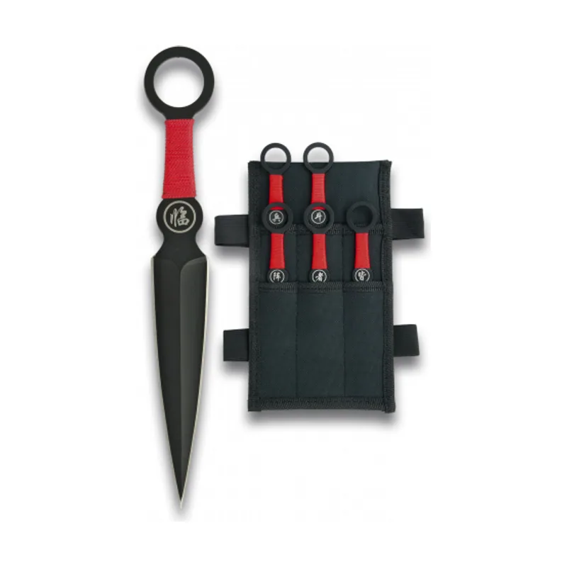 Set De 6 Cuchillos Lanzadores Acordonado de un Solo Filo con Hoja de Acero Inox de 15,7 cm Incluye Funda de nylon 31850