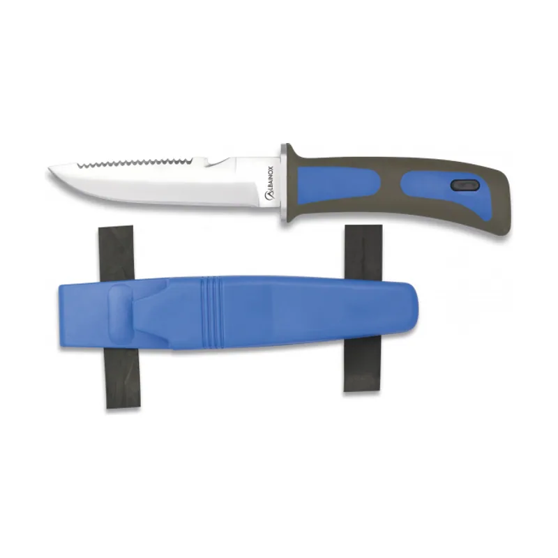 Martinez Albainox Cuchillo Submarinismo Mango Abs Y Goma Y Hoja Acero Inox De 11,5 Cm Azul Incluye Skinner Y Caja 31333-az