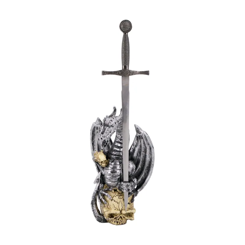Amont Figura Modelo de daga con base decorativa de Dragon con Calaveras 11241