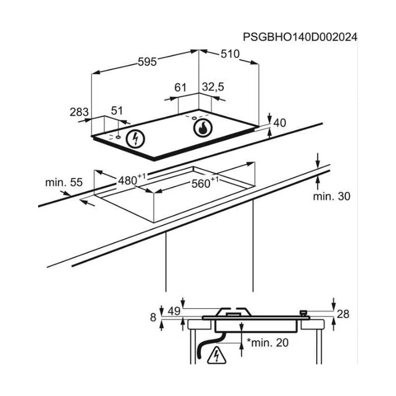 Electrolux EGS6436RK Negro Integrado Encimera de gas 4 zona s