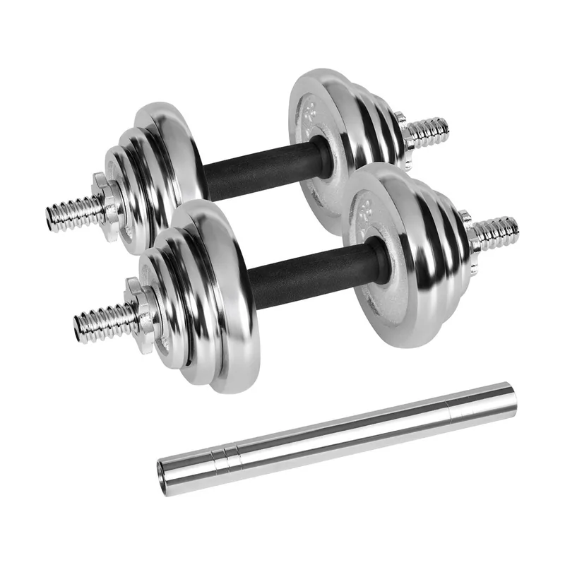 Rebel Electro Juego de 20 kg de mancuernas de hierro fundido cromado en maleta con grifo ajustable RBA-2326-20