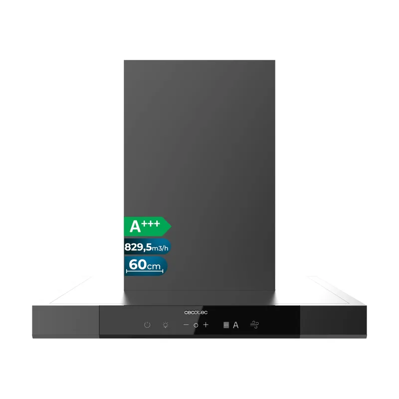 Cecotec campana extractora en forma de t bolero flux tt 609500 slim dark inox a+++ de 60 cm de ancho