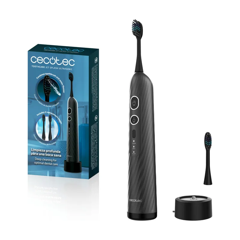 Cecotec Cepillo de Dientes Eléctrico e Irrigador en Uno ToothCare Jet Splash UltraSonic. Tanque de 60ml