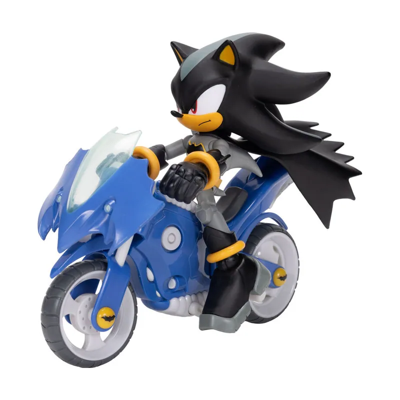 Jakks Pacific DC x Sonic Shadow como Batman y Batcycle