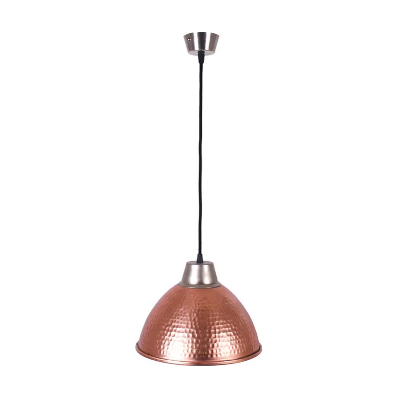 Colgante copper 1xe27 al.reg.xd.26,5cm en cobre con acabado martillado brillante