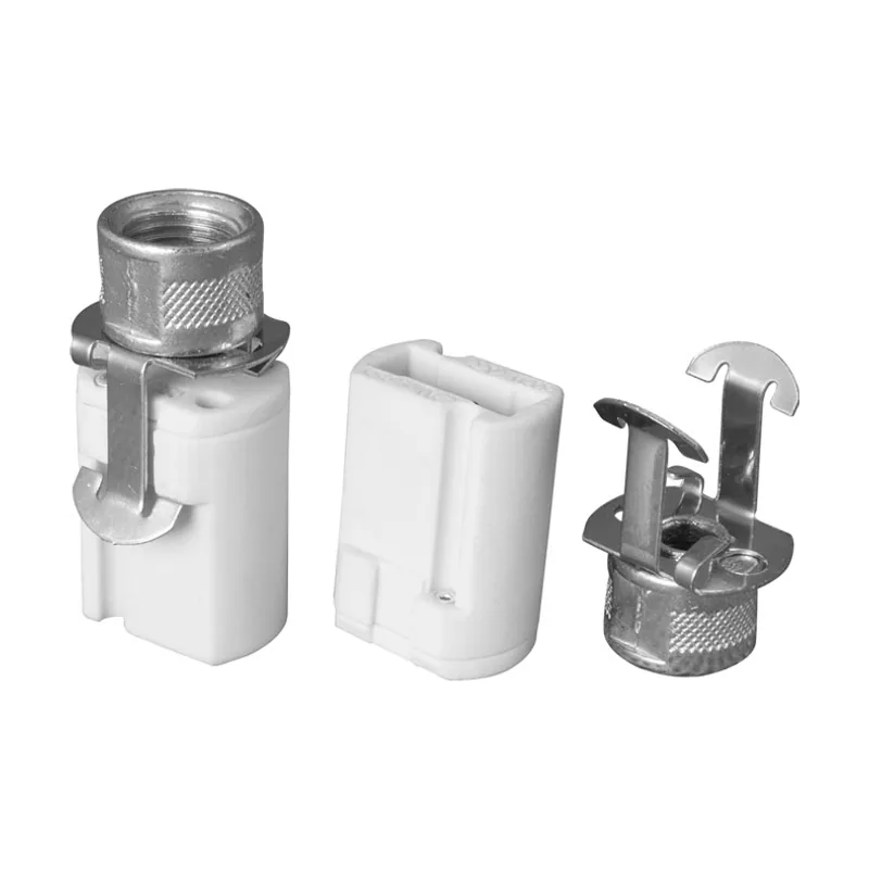 Portalámparas de porcelana blanco con casquillo g9 y soporte metálico