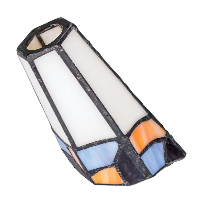 Interlusa Tulipa tiffany de cristal blanco con azul y naranja d.7xalt.11cm