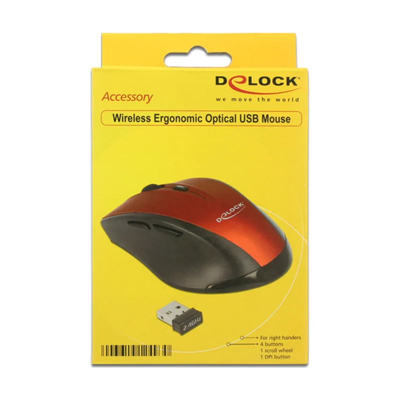 Delock 12493 ratón mano derecha RF inalámbrico Óptico 1600 DPI