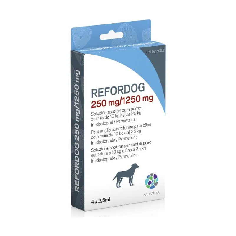 Refordog 250mg/1250mg Pipetas Antiparasitario Perro 10-25 kg 4 Pipetas