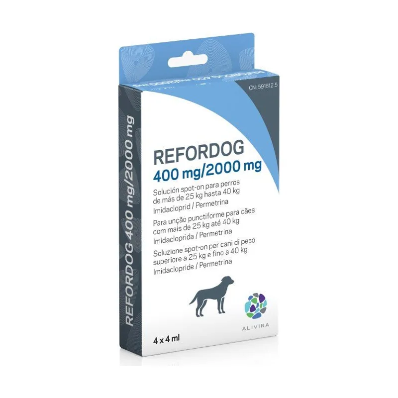 Refordog 400mg/2000mg Pipetas Antiparasitario Perro 25-40 kg 4