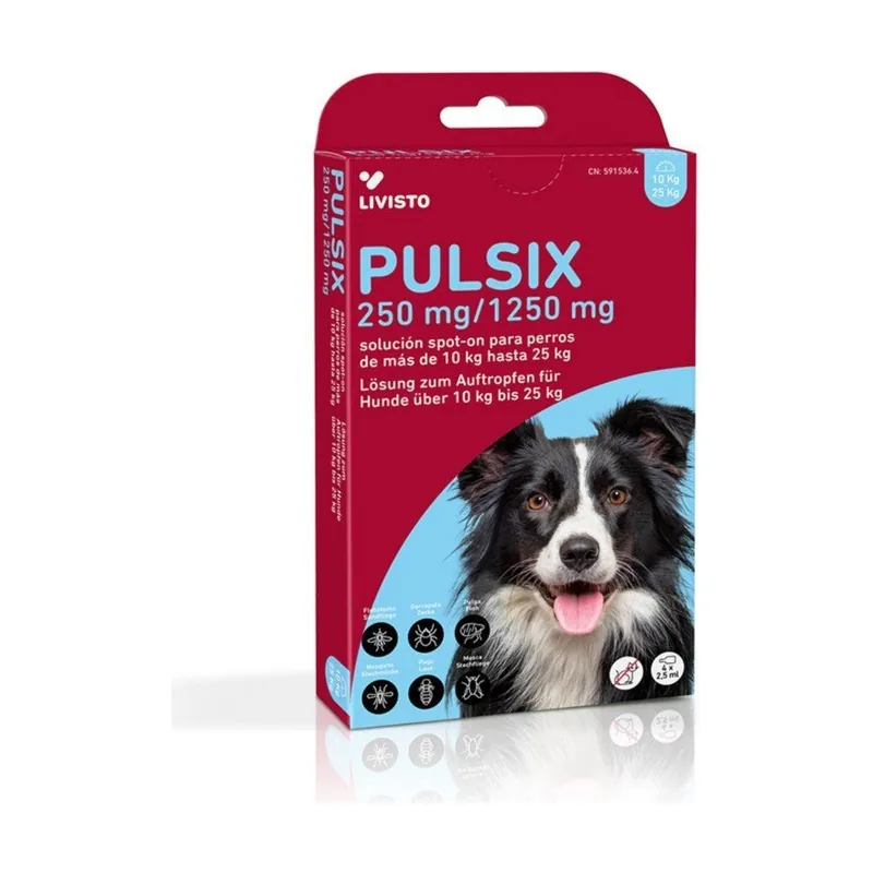 Livisto Pulsix Perros 10-25 kg Antiparasitario Pipetas 4 unidades