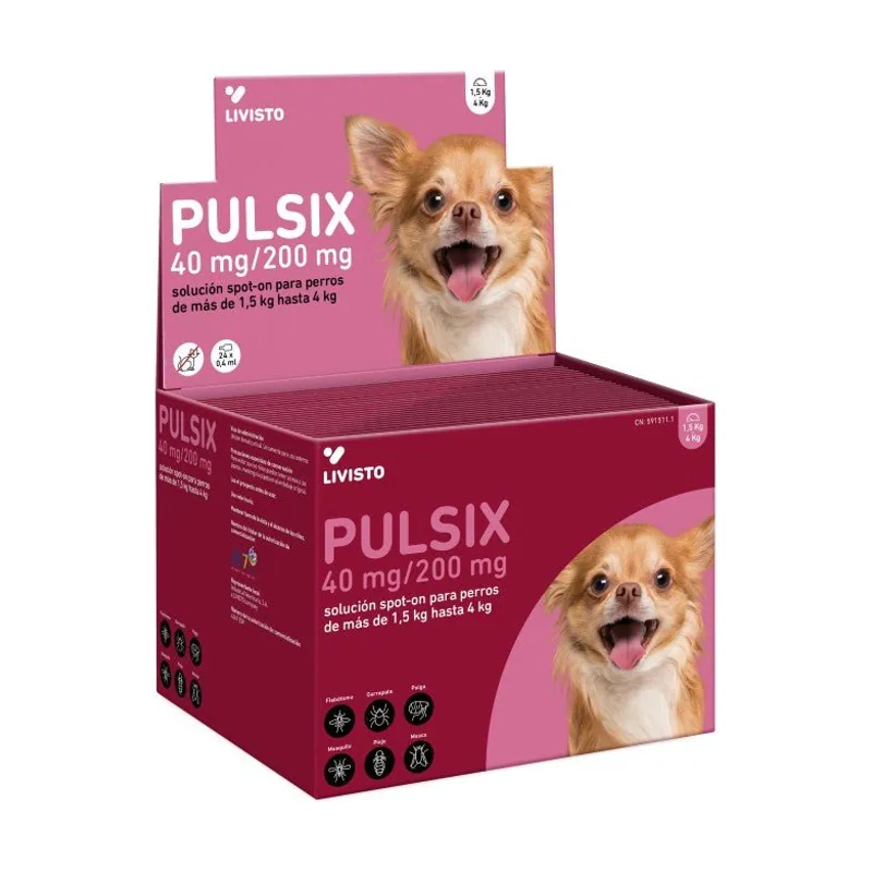 Livisto Pulsix Perros 0-4 kg Antiparasitario Pipetas 24 unidades
