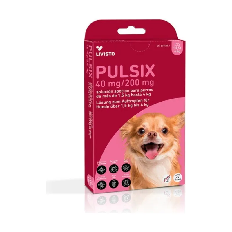 Livisto Pulsix Perros 0-4 kg Antiparasitario Pipetas 4 unidades