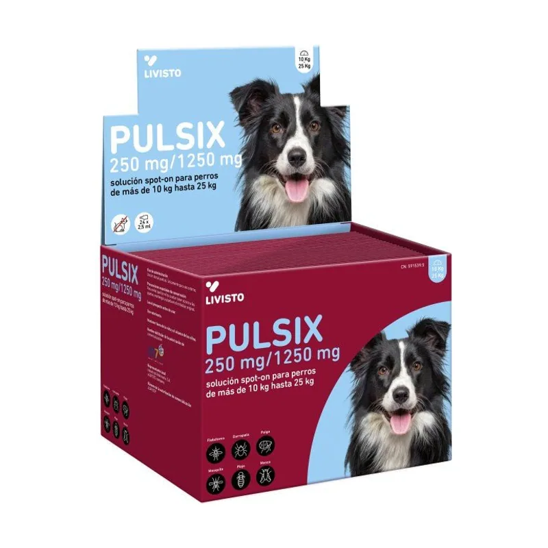 Livisto Pulsix Perros 10-25 kg Antiparasitario Pipetas 24 unidades