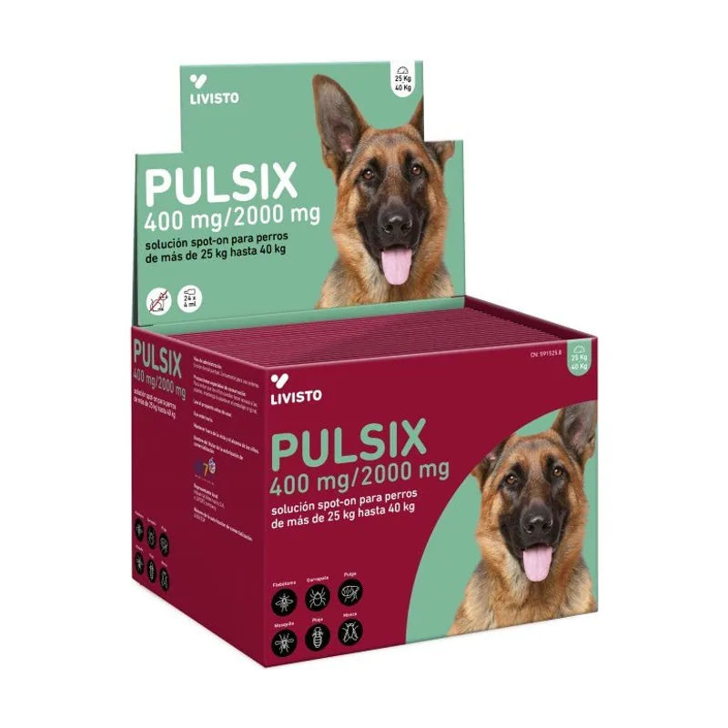 Livisto Pulsix Perros 25-40 kg Antiparasitario Pipetas 24 unidades
