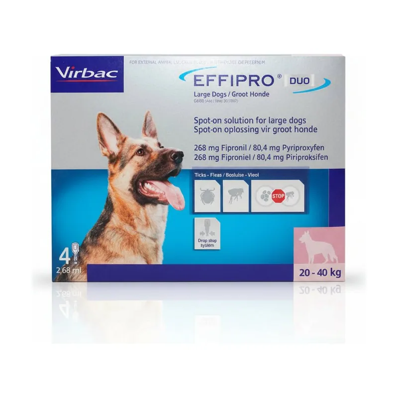 Effipro Duo Spot On Perro Grande Antiparasitario 4 Pipetas
