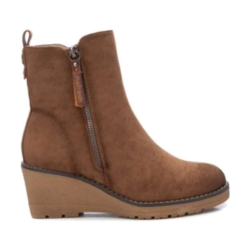 Refresh Botines antelina marrón -Altura cuña 6cm 17100903-CAMEL