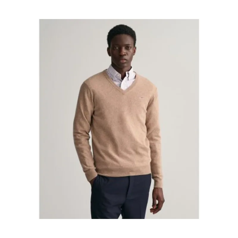 Gant Jersey de cuello de pico en lana de oveja muy fina 87212