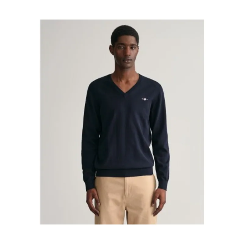Gant Jersey de cuello de pico y algodón clásico 8030562